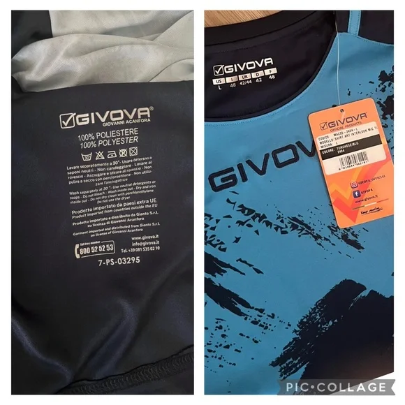 NEW GIVOVA MODELLO ART EMBROIDERED LOGO T-SHIRT TURQUOISE BLUE KEEP MOVING - Picture 4 of 4